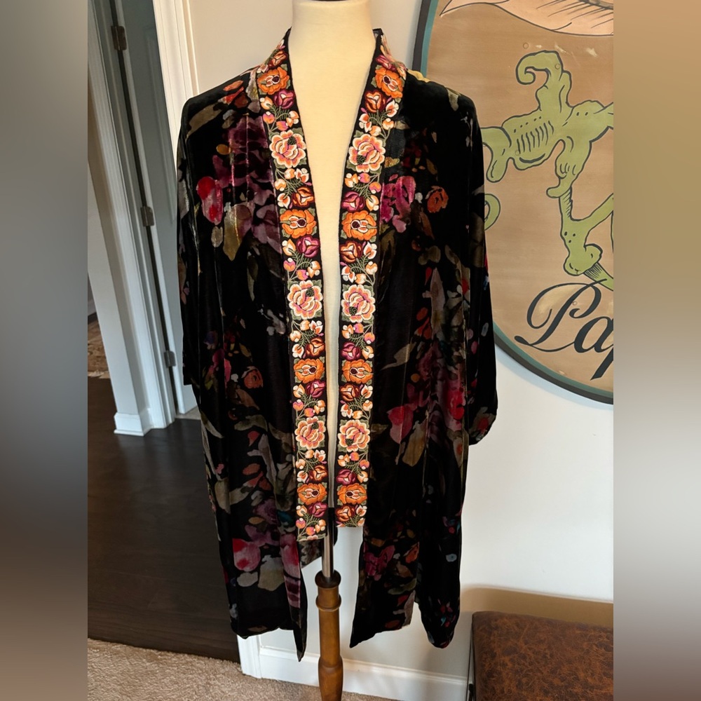 Johnny Was reversible velvet and silk kimono